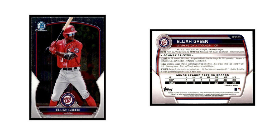 2023 Bowman Chrome Prospects Elijah Green Baseball Cards #BCP-23