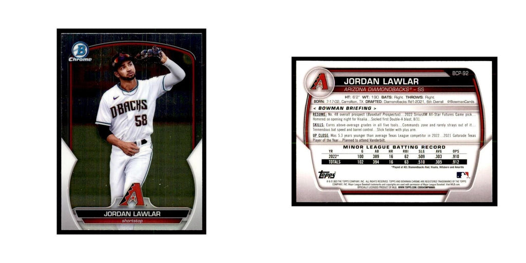2023 Bowman Chrome Prospects Jordan Lawlar Baseball Cards #BCP-92