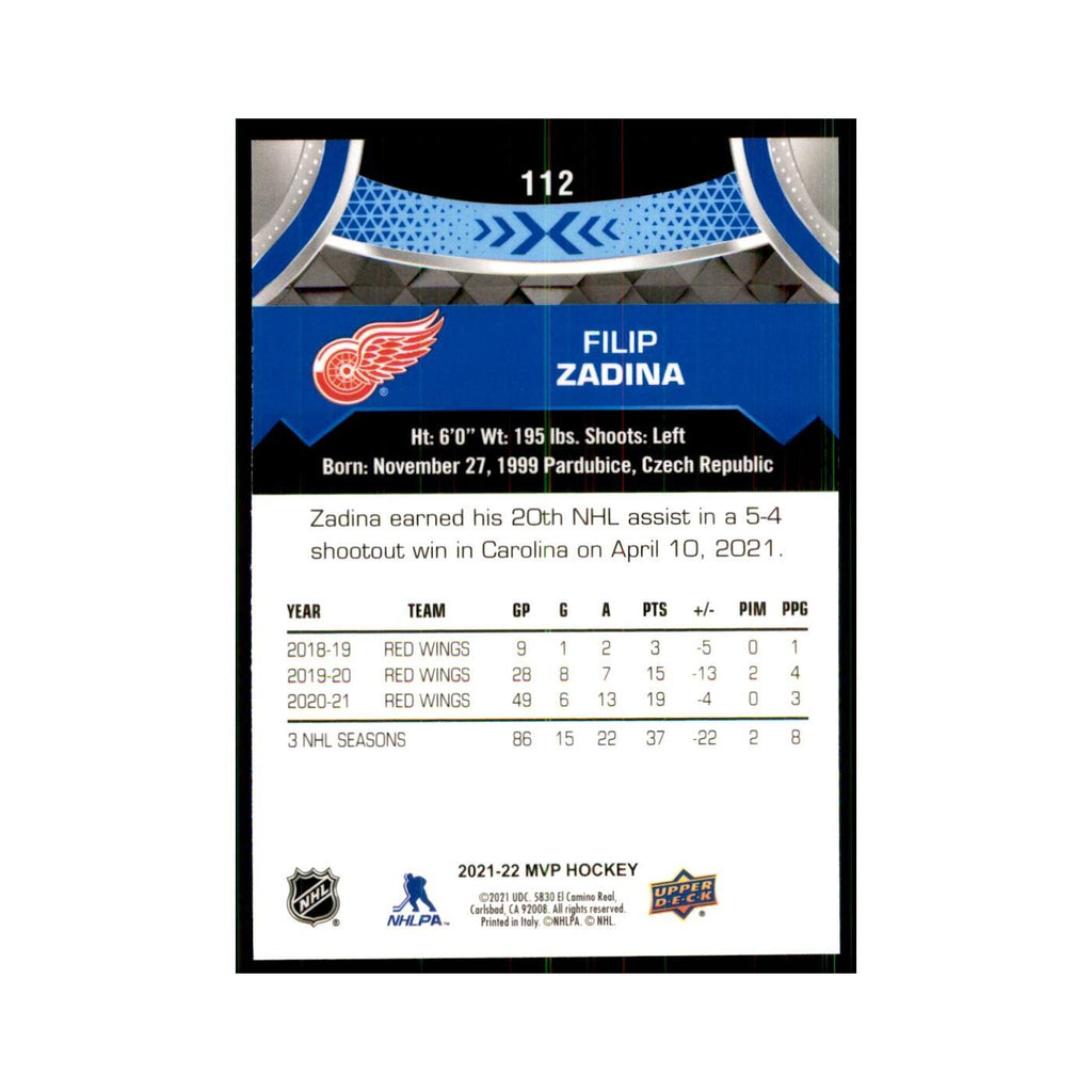Filip Zadina 2021 Upper Deck MVP #112 Hockey Cards Hockey Card NM