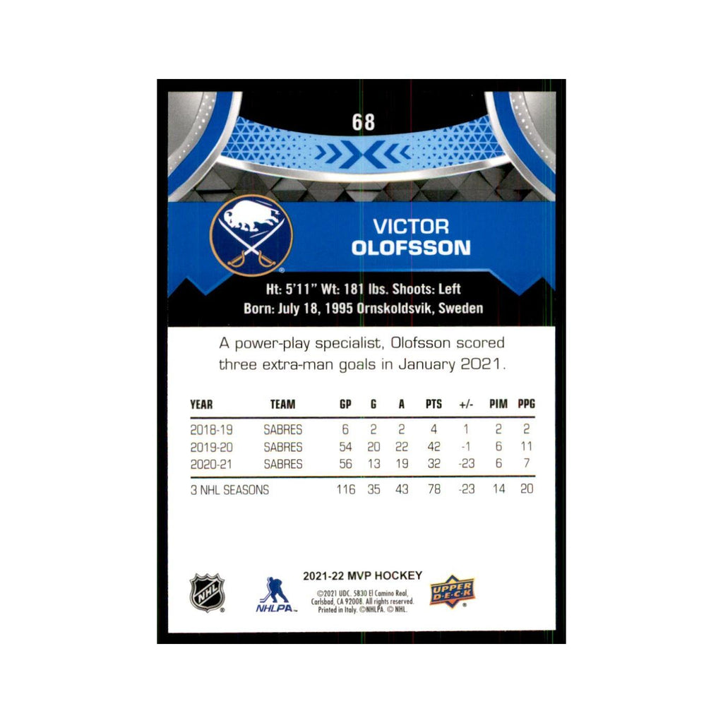 Victor Olofsson 2021 Upper Deck MVP #68 Hockey Cards Hockey Card NM