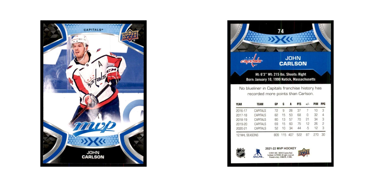 John Carlson 2021 Upper Deck MVP #74 Hockey Cards Hockey Card NM