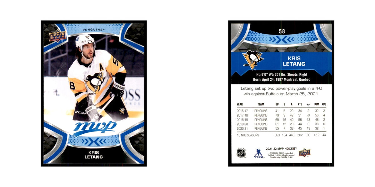 Kris Letang 2021 Upper Deck MVP #58 Hockey Cards Hockey Card NM