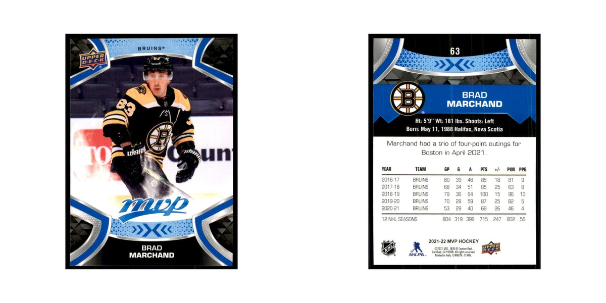 Brad Marchand 2021 Upper Deck MVP #63 Hockey Cards Hockey Card NM
