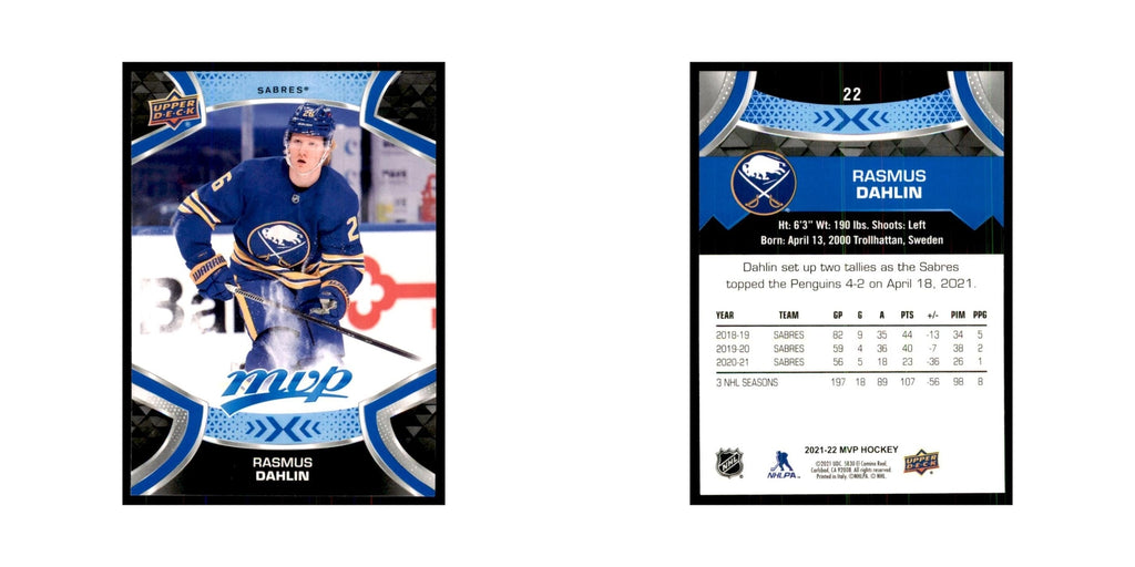 Rasmus Dahlin 2021 Upper Deck MVP #22 Hockey Cards Hockey Card NM