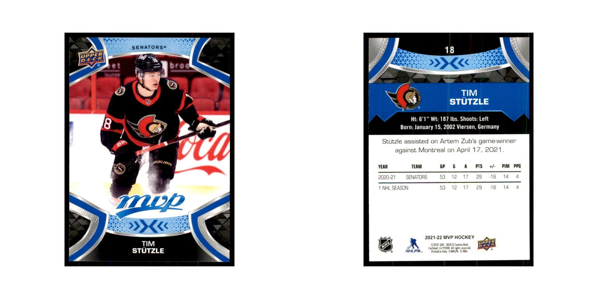 Tim Stutzle 2021 Upper Deck MVP #18 Hockey Cards Hockey Card NM