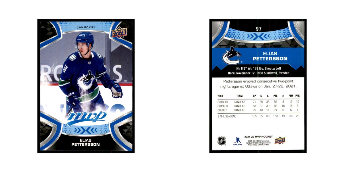 Elias Pettersson 2021 Upper Deck MVP #97 Hockey Cards Hockey Card NM