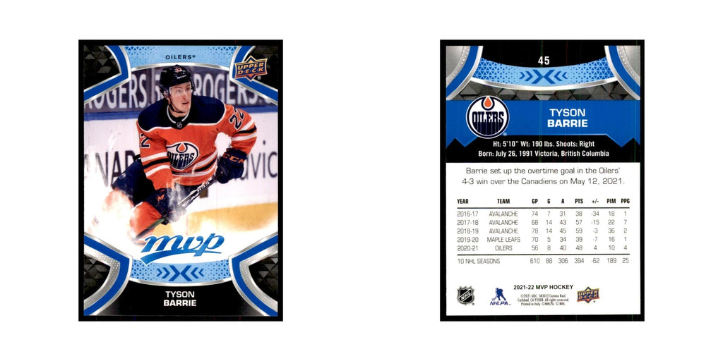 Tyson Barrie 2021 Upper Deck MVP #45 Hockey Cards Hockey Card NM
