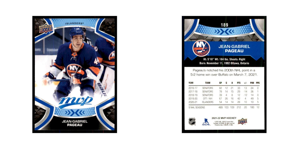 Jean-Gabriel Pageau 2021 Upper Deck MVP #189 Hockey Cards Hockey Card NM