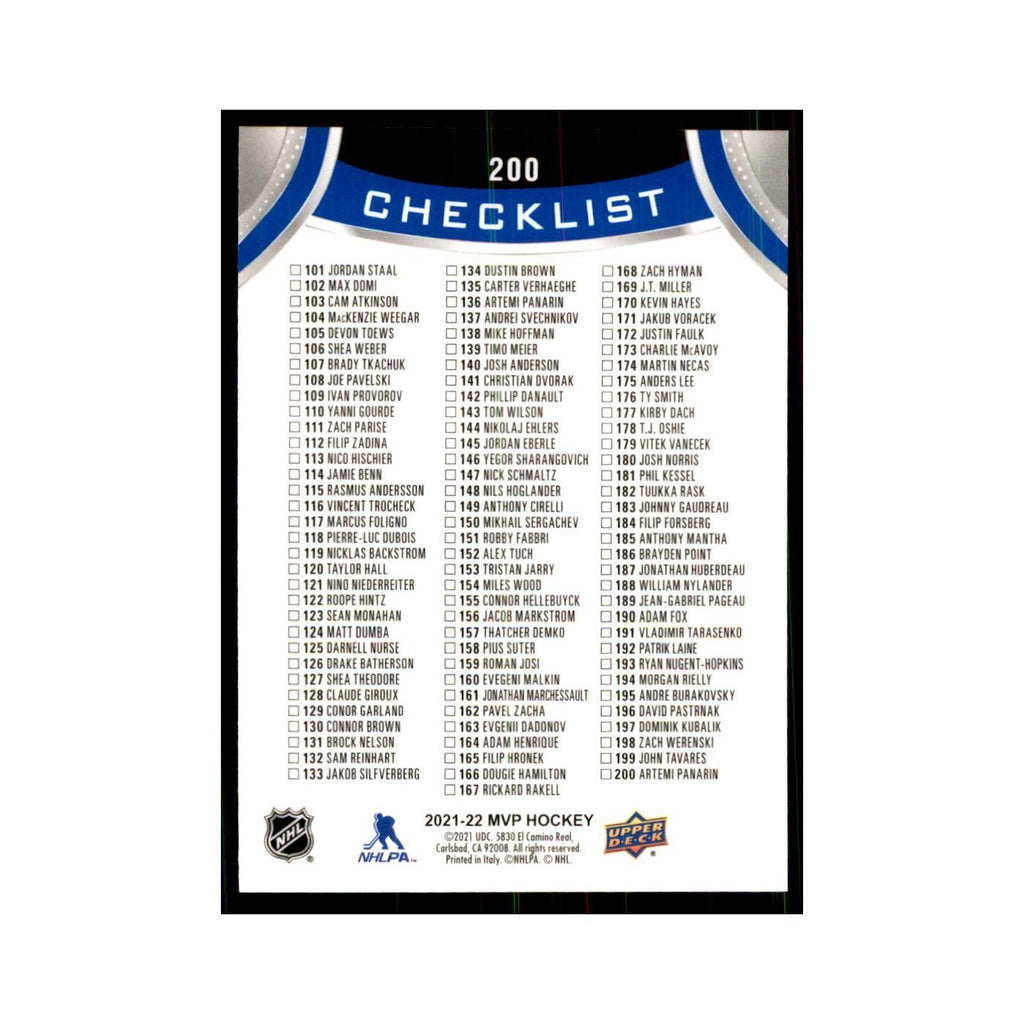 Artemi Panarin 2021 Upper Deck MVP #200 Hockey Cards Hockey Card NM