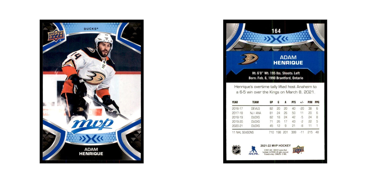 Adam Henrique 2021 Upper Deck MVP #164 Hockey Cards Hockey Card NM