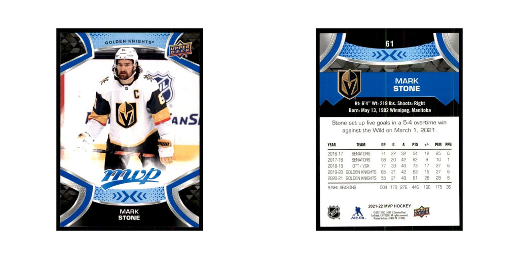 Mark Stone 2021 Upper Deck MVP #61 Hockey Cards Hockey Card NM