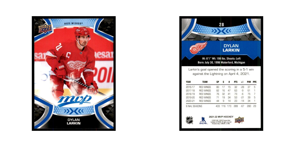 Dylan Larkin 2021 Upper Deck MVP #28 Hockey Cards Hockey Card NM