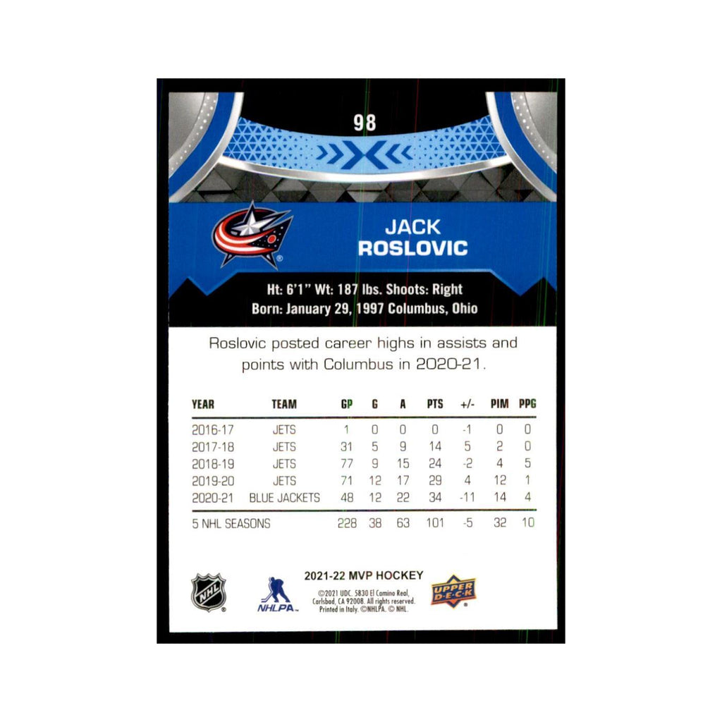 Jack Roslovic 2021 Upper Deck MVP #98 Hockey Cards Hockey Card NM