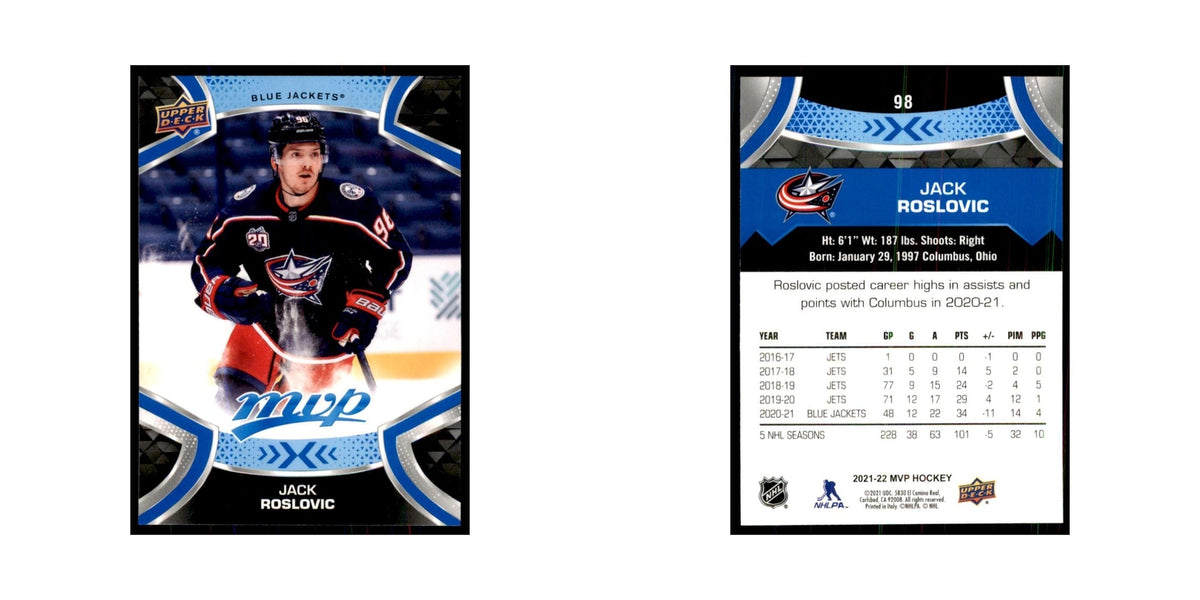 Jack Roslovic 2021 Upper Deck MVP #98 Hockey Cards Hockey Card NM