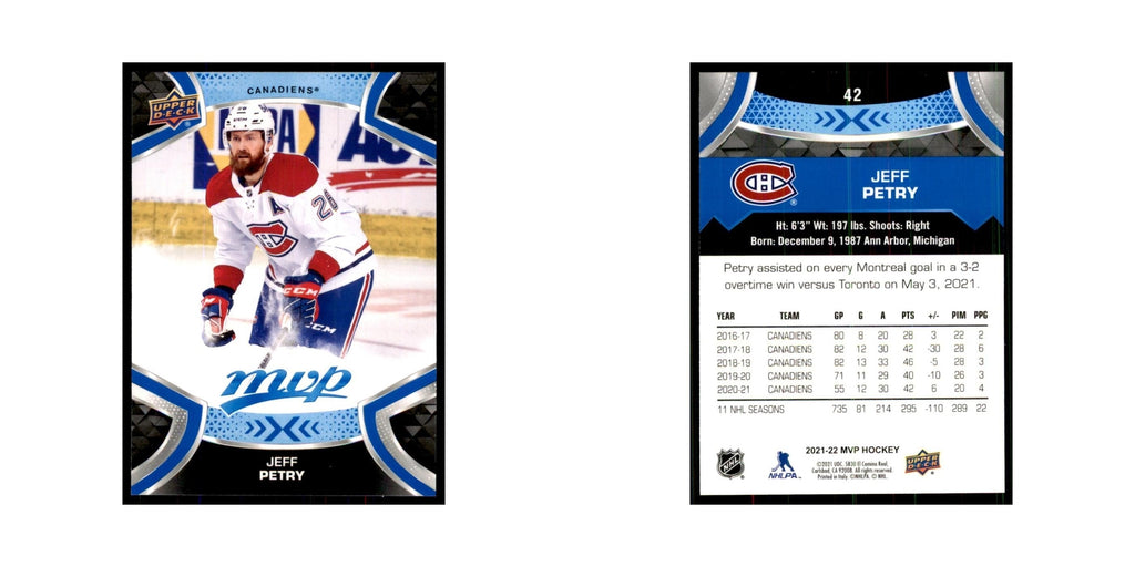 Jeff Petry 2021 Upper Deck MVP #42 Hockey Cards Hockey Card NM