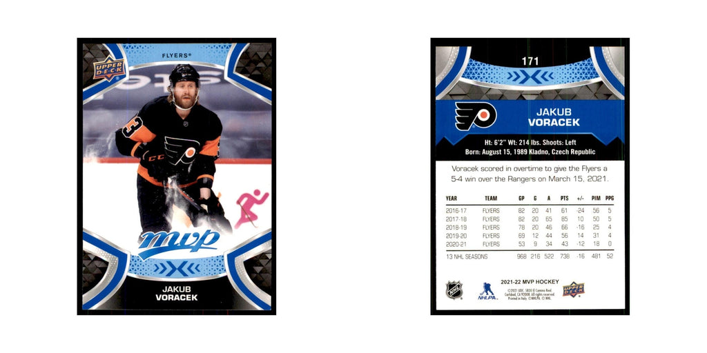 Jakub Voracek 2021 Upper Deck MVP #171 Hockey Cards Hockey Card NM