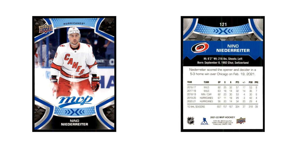 Nino Niederreiter 2021 Upper Deck MVP #121 Hockey Cards Hockey Card NM
