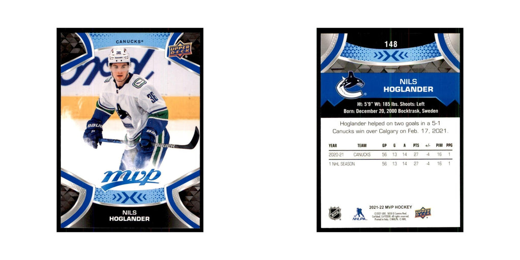 Nils Hoglander 2021 Upper Deck MVP #148 Hockey Cards Hockey Card NM