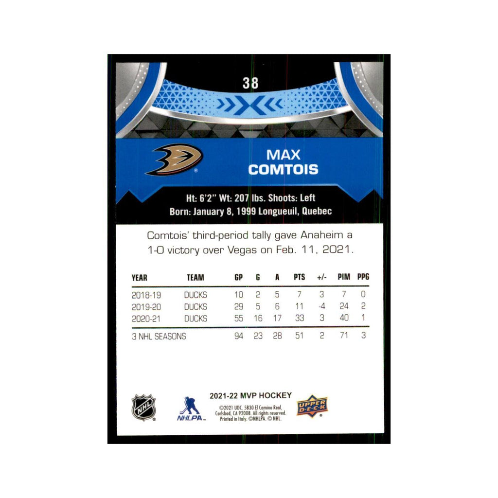 Maxime Comtois 2021 Upper Deck MVP #38 Hockey Cards Hockey Card NM