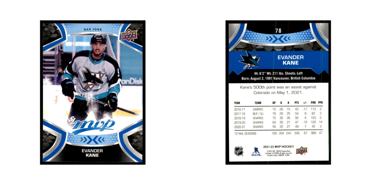 Evander Kane 2021 Upper Deck MVP #78 Hockey Cards Hockey Card NM