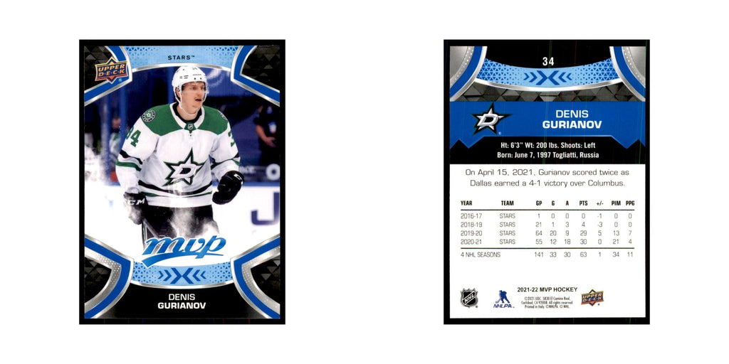Denis Gurianov 2021 Upper Deck MVP #34 Hockey Cards Hockey Card NM