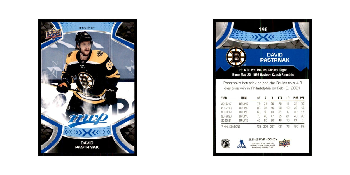David Pastrnak 2021 Upper Deck MVP #196 Hockey Cards Hockey Card NM