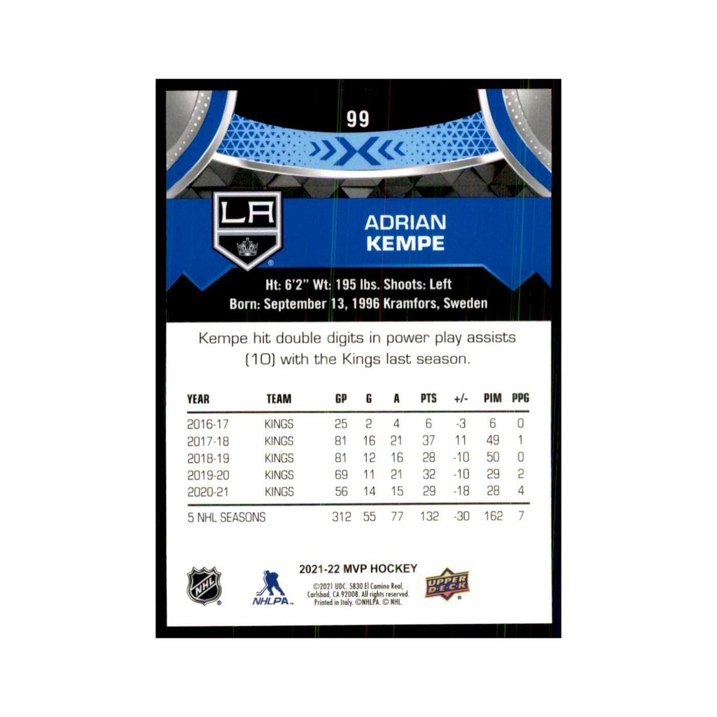 Adrian Kempe 2021 Upper Deck MVP #99 Hockey Cards Hockey Card NM