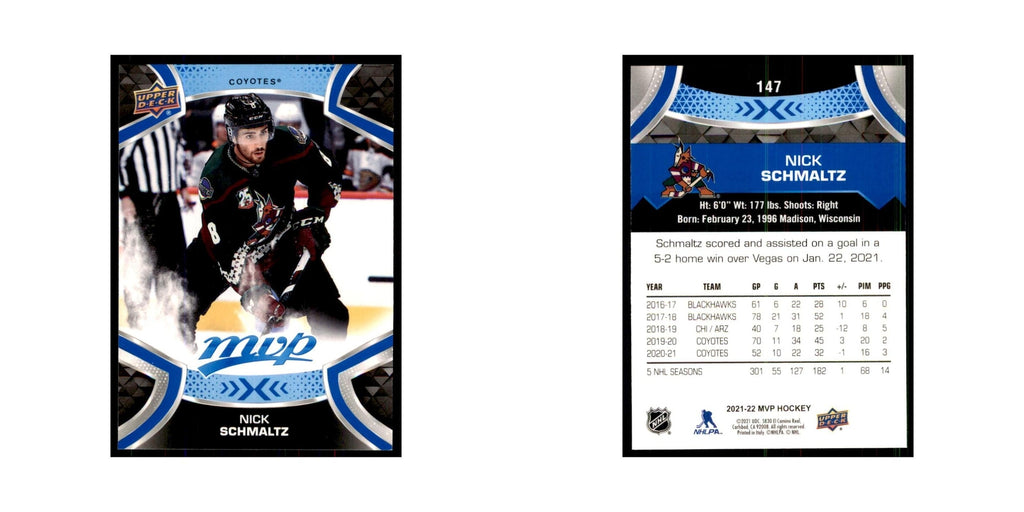 Nick Schmaltz 2021 Upper Deck MVP #147 Hockey Cards Hockey Card NM