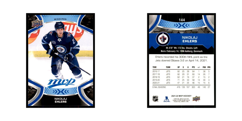 Nikolaj Ehlers 2021 Upper Deck MVP #144 Hockey Cards Hockey Card NM