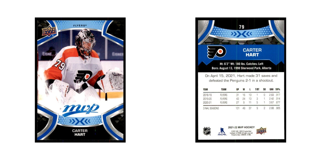 Carter Hart 2021 Upper Deck MVP #79 Hockey Cards Hockey Card NM