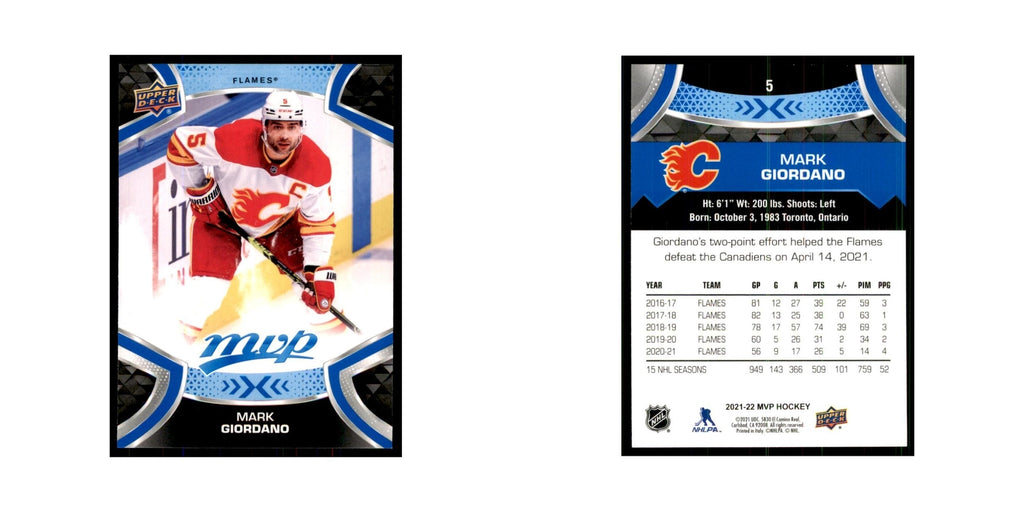 Mark Giordano 2021 Upper Deck MVP #5 Hockey Cards Hockey Card NM