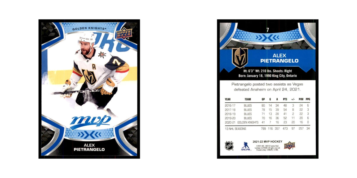 Alex Pietrangelo 2021 Upper Deck MVP #7 Hockey Cards Hockey Card NM