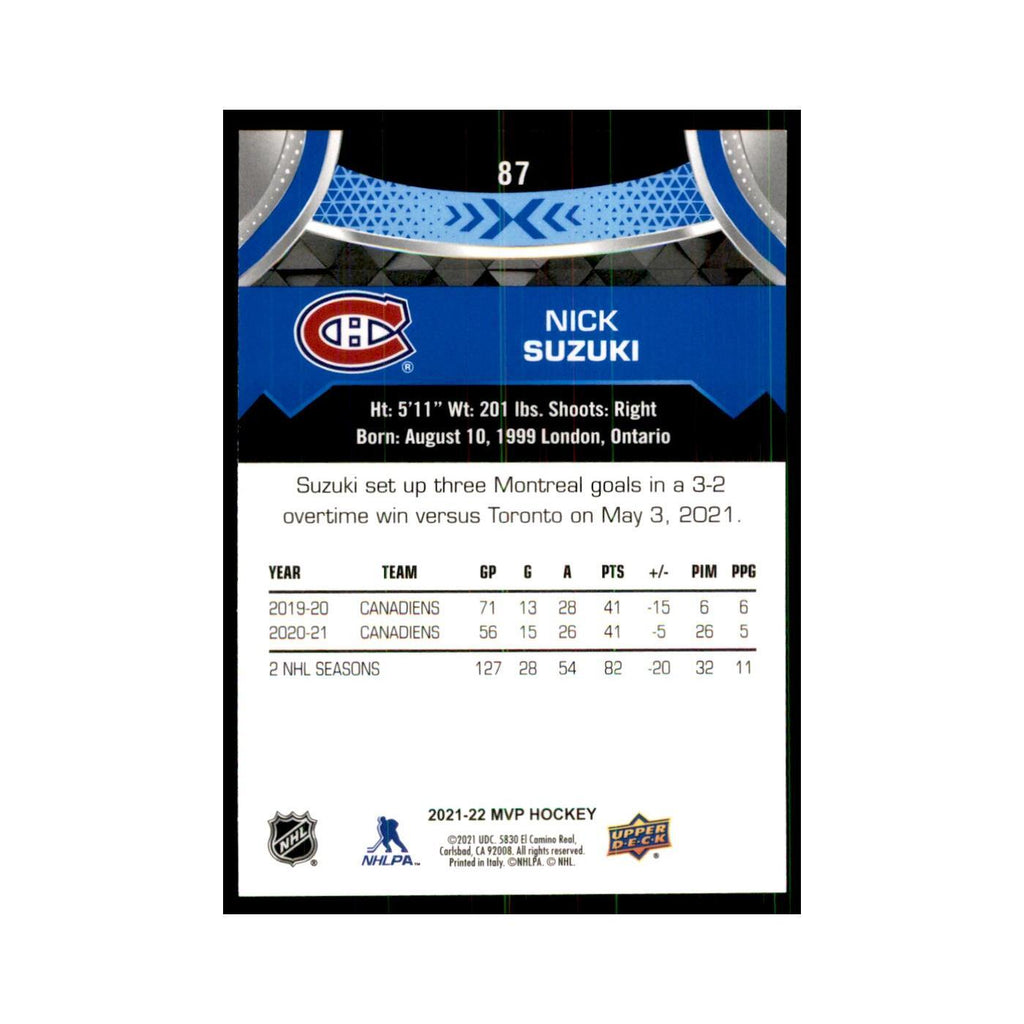 Nick Suzuki 2021 Upper Deck MVP #87 Hockey Cards Hockey Card NM