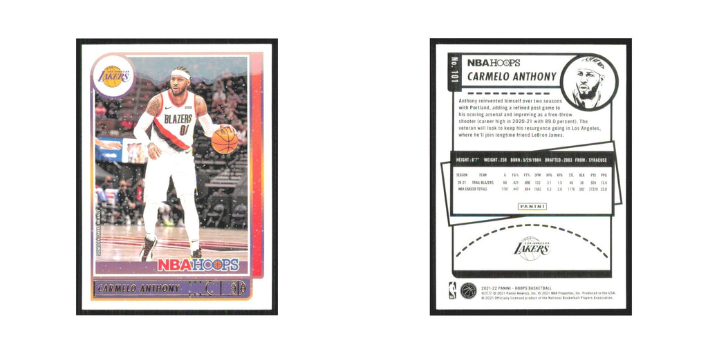 Carmelo Anthony 2021 NBA Hoops #101 Los Angeles Lakers Basketball Card NM