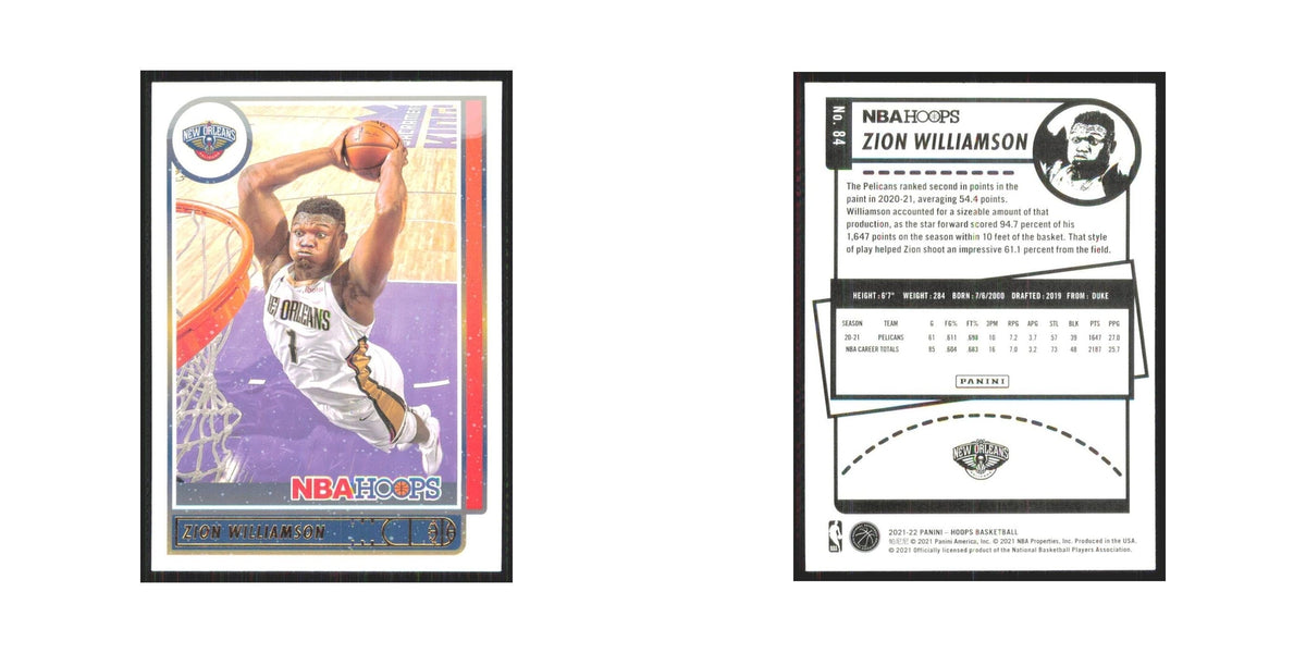 Zion Williamson 2021 NBA Hoops #84 New Orleans Pelicans Basketball Card NM