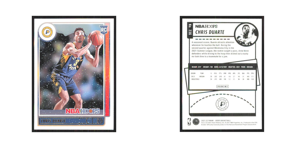 Chris Duarte Rookie 2021 NBA Hoops #236 Indiana Pacers Basketball Card NM