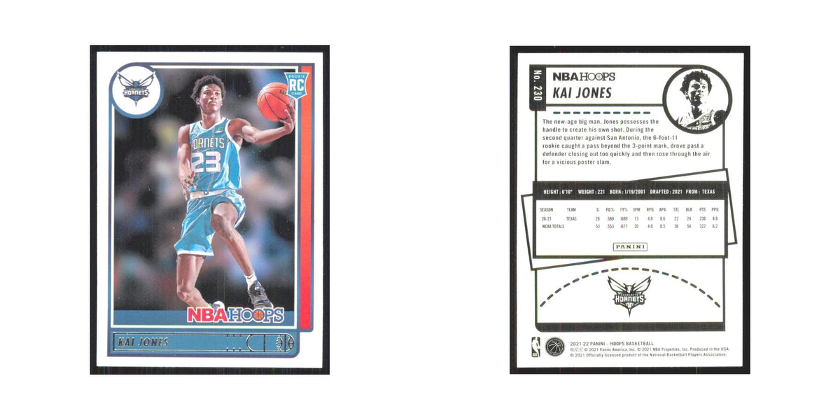 Kai Jones Rookie 2021 NBA Hoops #230 Charlotte Hornets Basketball Card NM