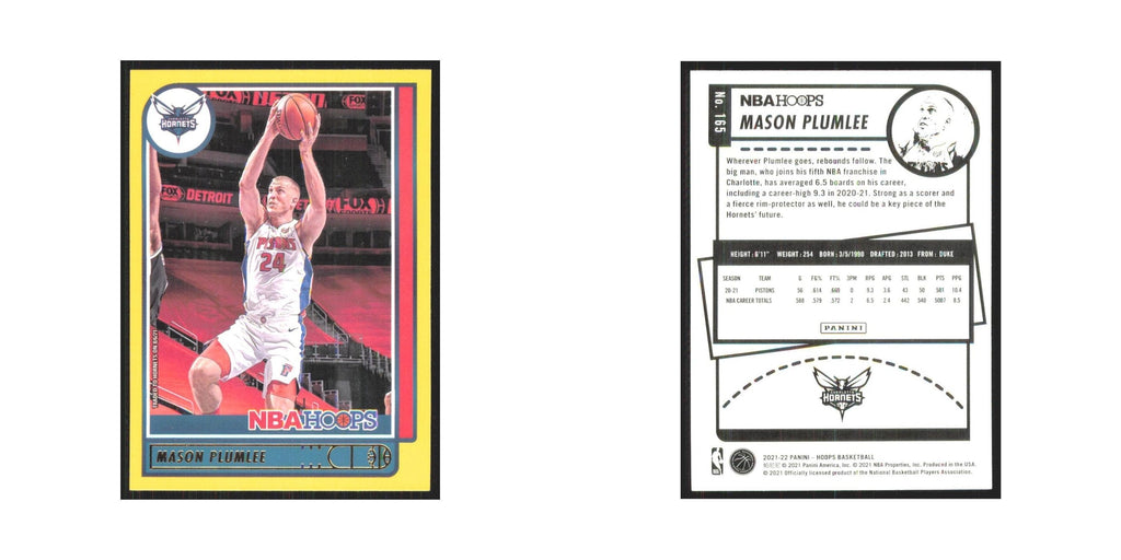 Mason Plumlee 2021 NBA Hoops #165 Charlotte Hornets Basketball Card NM