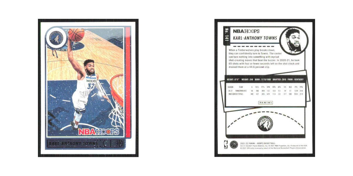 Karl-Anthony Towns 2021 NBA Hoops #141 Minnesota Timberwolves Basketball Card NM