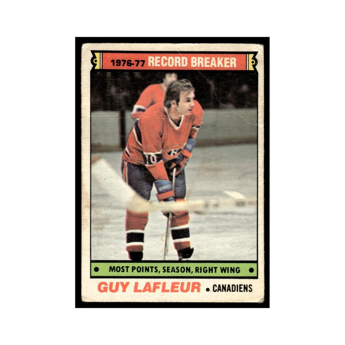 Guy Lafleur 1977 O-Pee-Chee (Damaged) #214 Montreal Canadiens Hockey Card VG