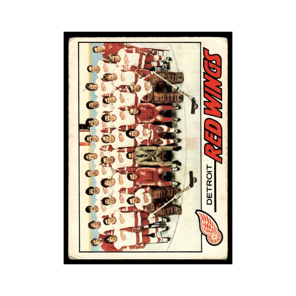 Detroit Red Wings Team 1977 O-Pee-Chee (Damaged) #77 Hockey Card VG