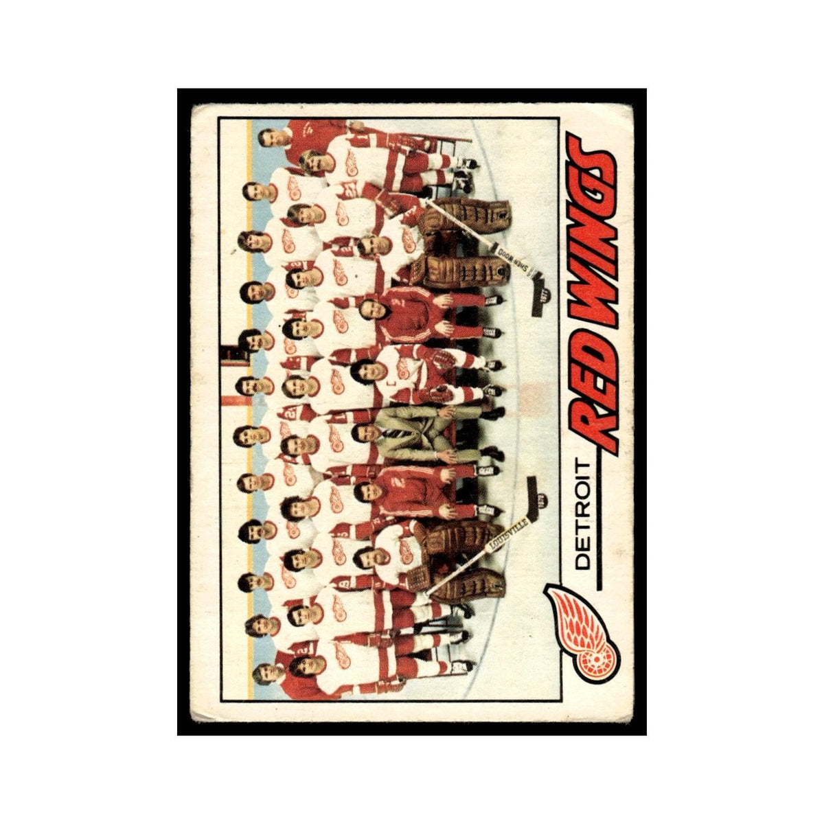 Detroit Red Wings Team 1977 O-Pee-Chee (Damaged) #77 Hockey Card VG