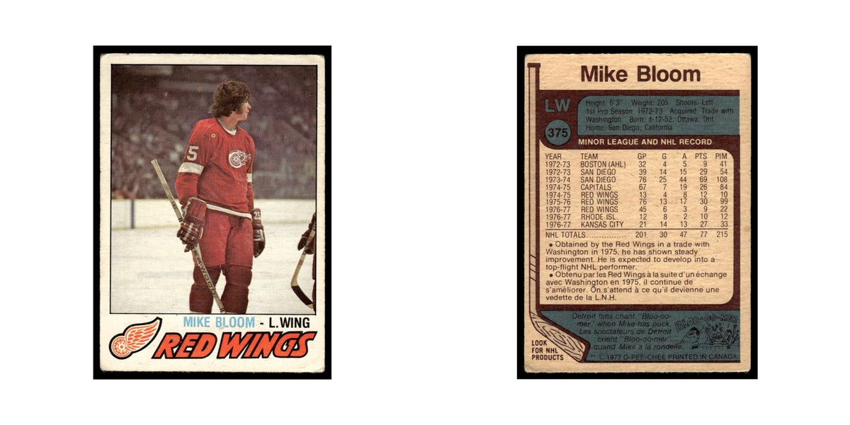 Mike Bloom 1977 O-Pee-Chee #375 Detroit Red Wings Hockey Card EX