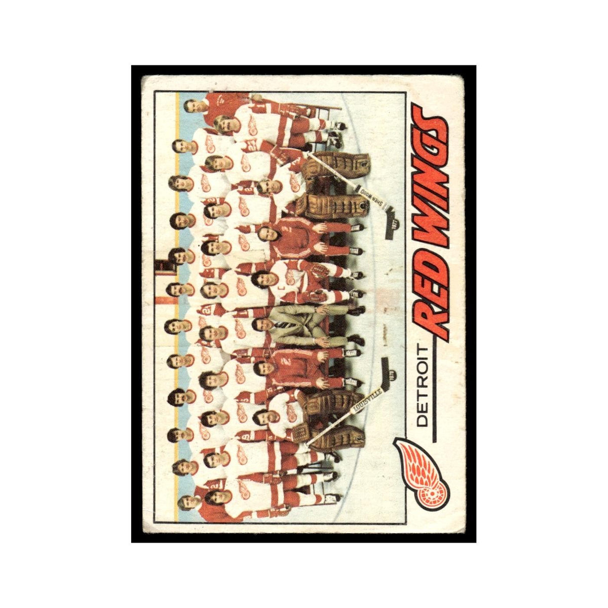 Detroit Red Wings Team 1977 O-Pee-Chee (Damaged) #77 Hockey Card VG