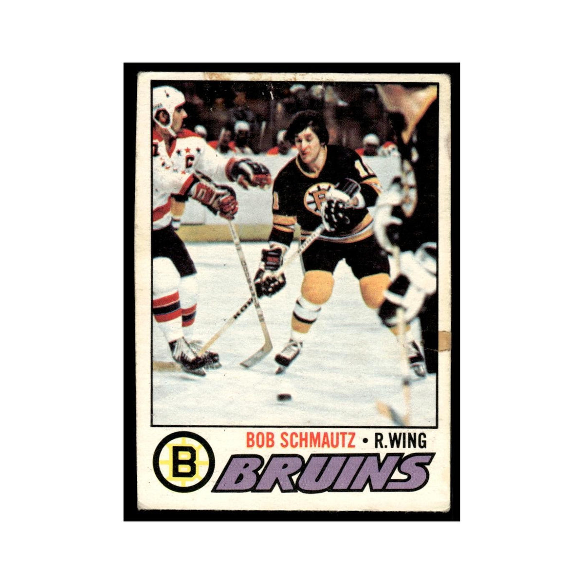 Bobby Schmautz 1977 O-Pee-Chee (Damaged) #59 Boston Bruins Hockey Card VG