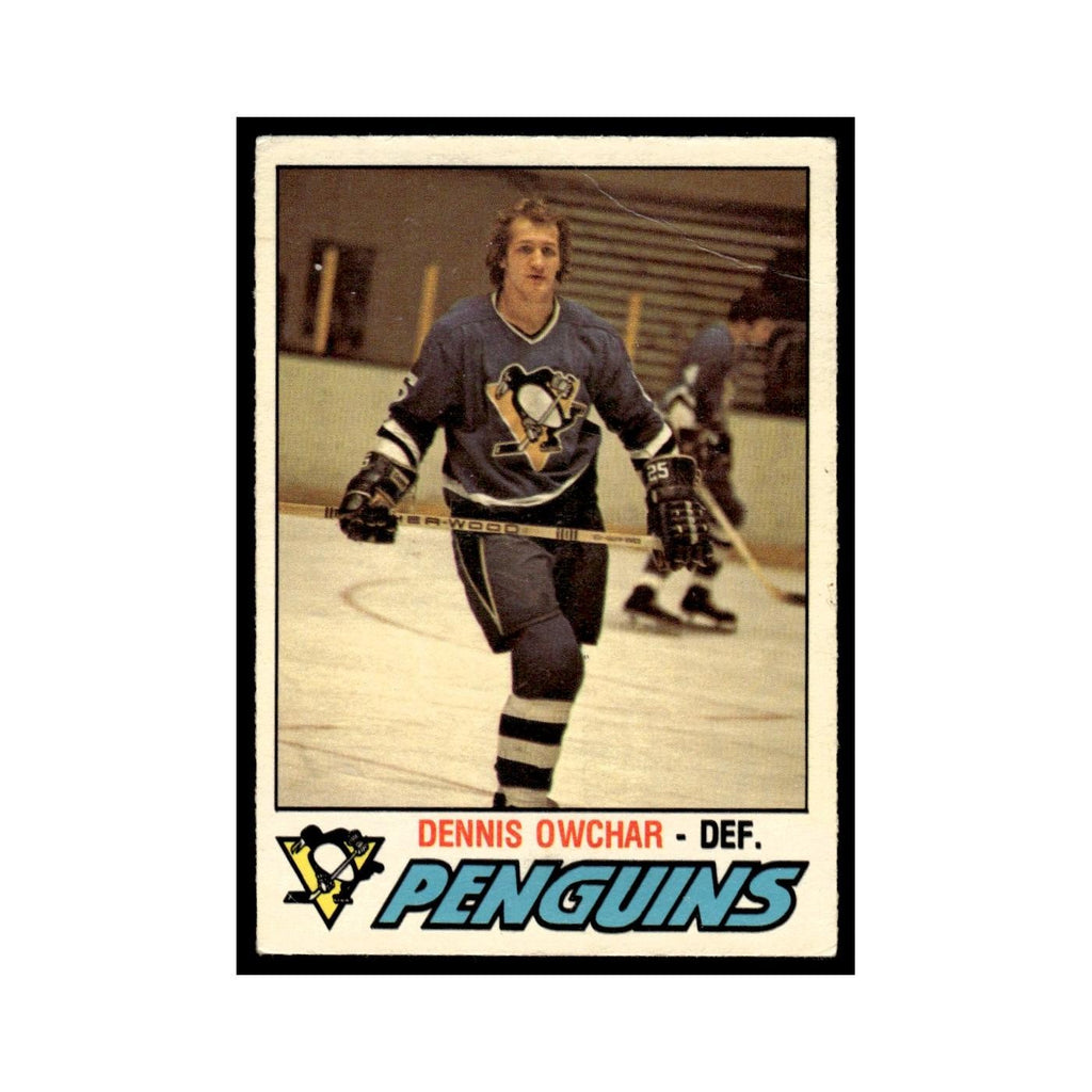 Dennis Owchar 1977 O-Pee-Chee (Damaged) #391 Pittsburgh Penguins Hockey Card VG