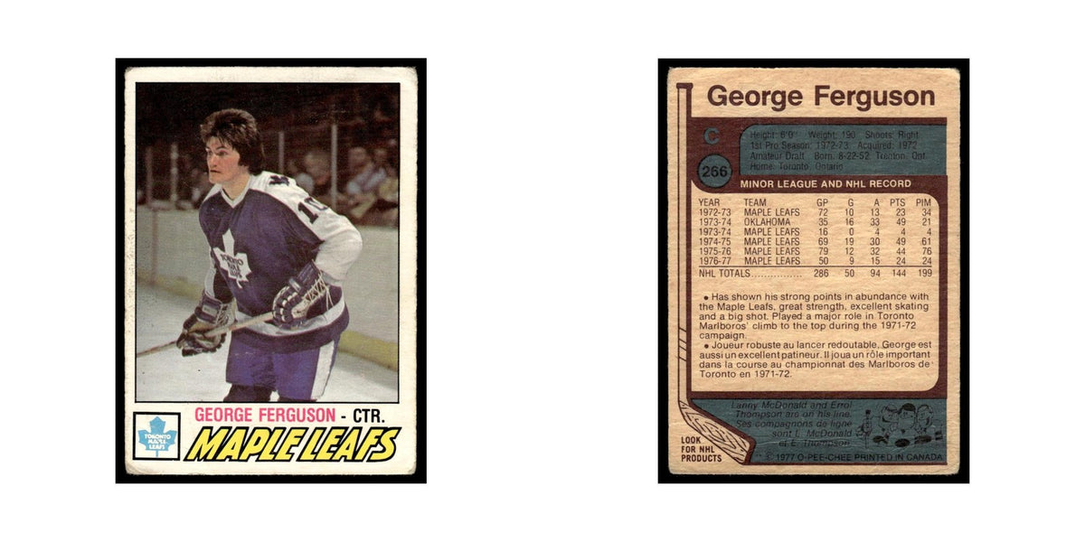 George Ferguson 1977 O-Pee-Chee #266 Toronto Maple Leafs Hockey Card EX