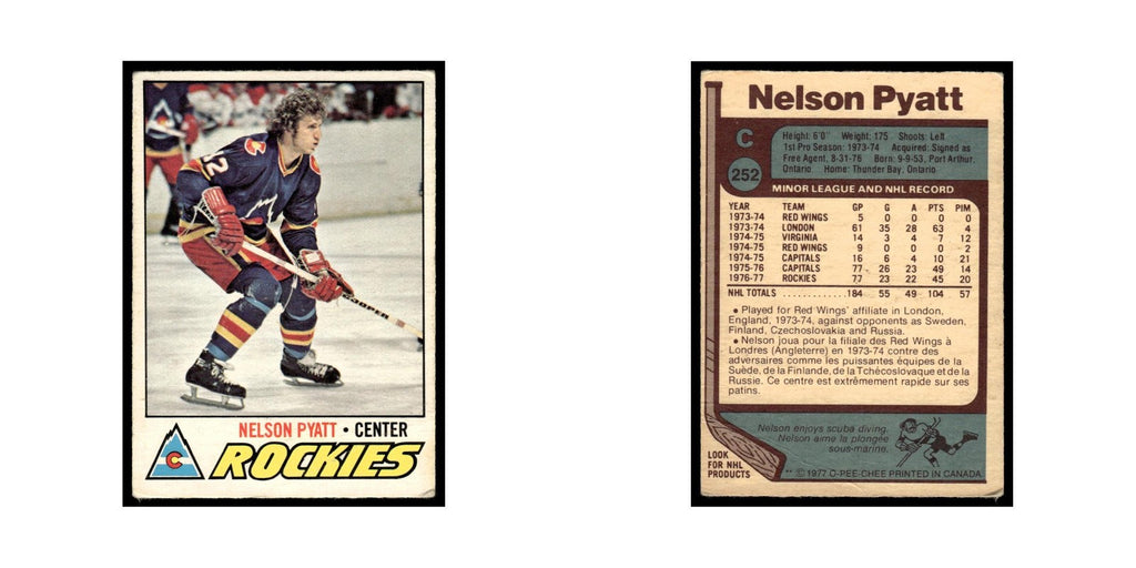 Nelson Pyatt 1977 O-Pee-Chee #252 Colorado Rockies Hockey Card EX