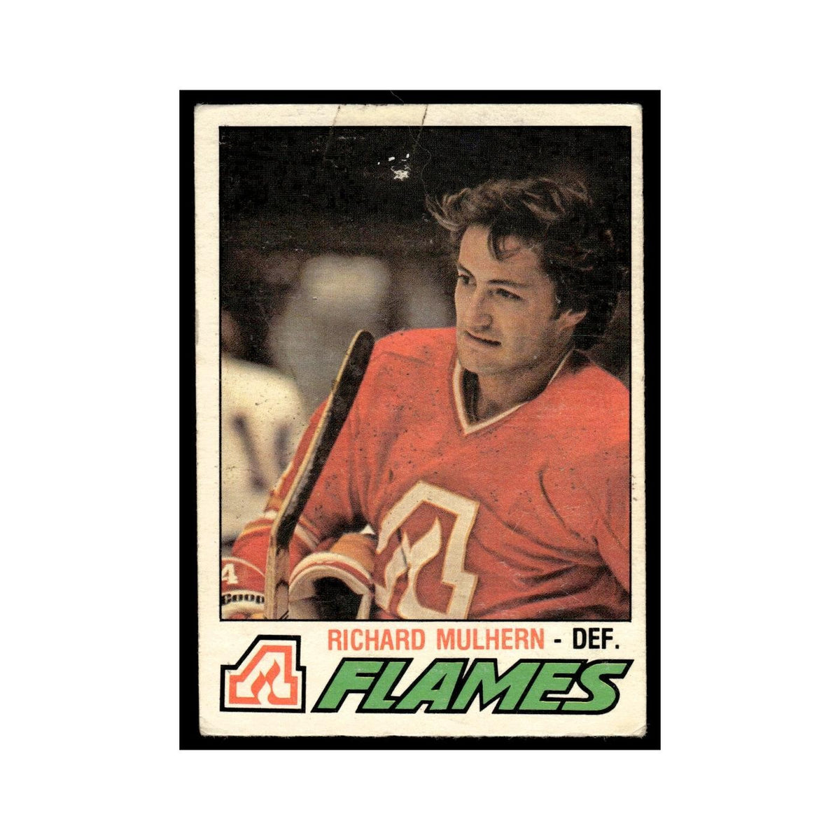 Richard Mulhern 1977 O-Pee-Chee (Damaged) #373 Atlanta Flames Hockey Card VG