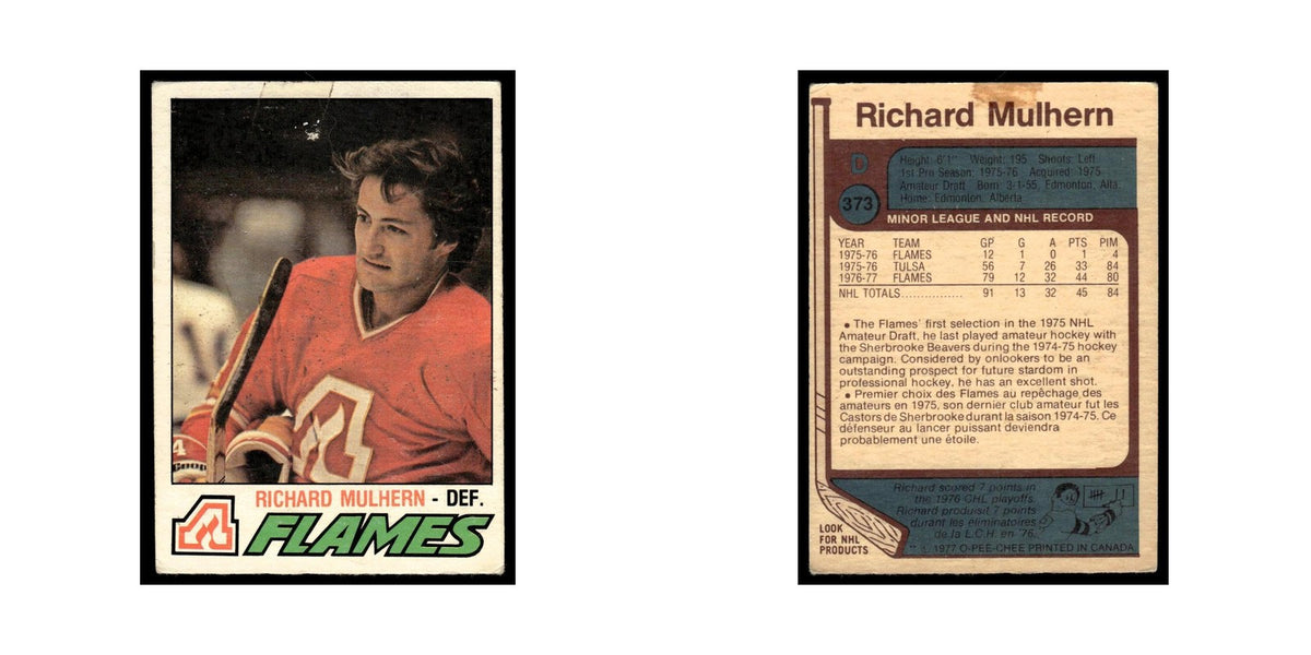 Richard Mulhern 1977 O-Pee-Chee (Damaged) #373 Atlanta Flames Hockey Card VG